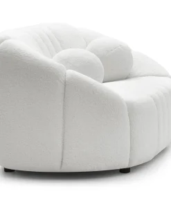 Canapé 2 places design Sidonie Tissu bouclette Blanc