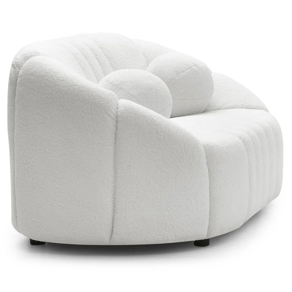 Canapé 2 places design Sidonie Tissu bouclette Blanc