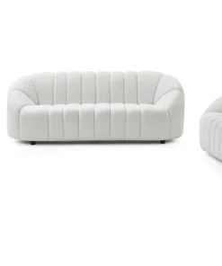 Canapé 2 places design Sidonie Tissu bouclette Blanc