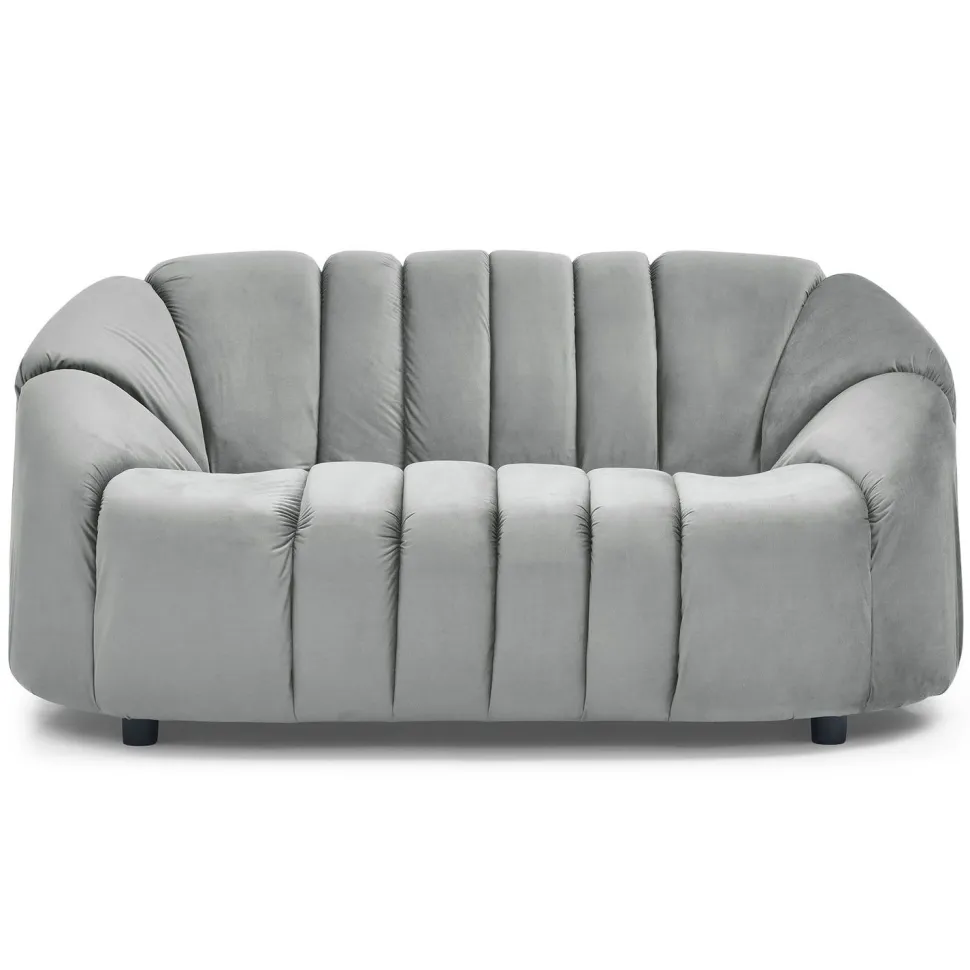 Canapé 2 places design Sidonie Velours Gris