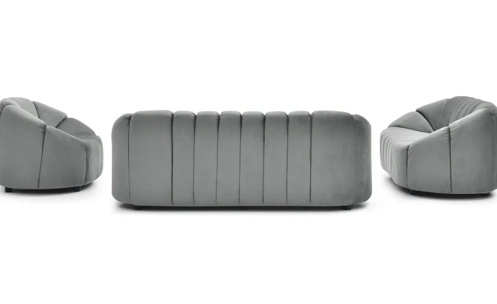 Canapé 2 places design Sidonie Velours Gris