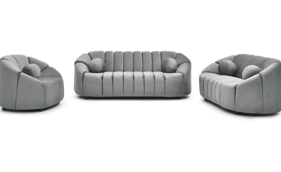 Canapé 2 places design Sidonie Velours Gris