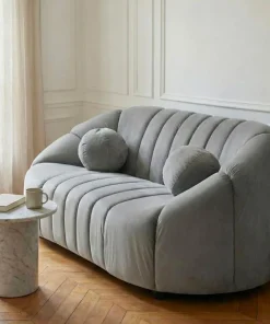 Canapé 2 places design Sidonie Velours Gris