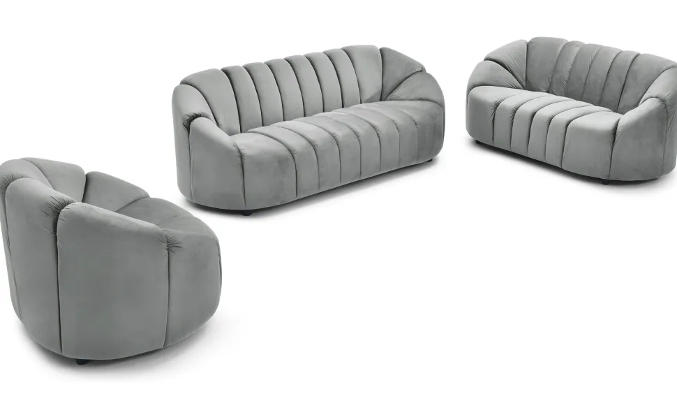 Canapé 2 places design Sidonie Velours Gris
