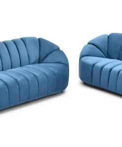 Canapé 2 places design Sidonie Velours Bleu