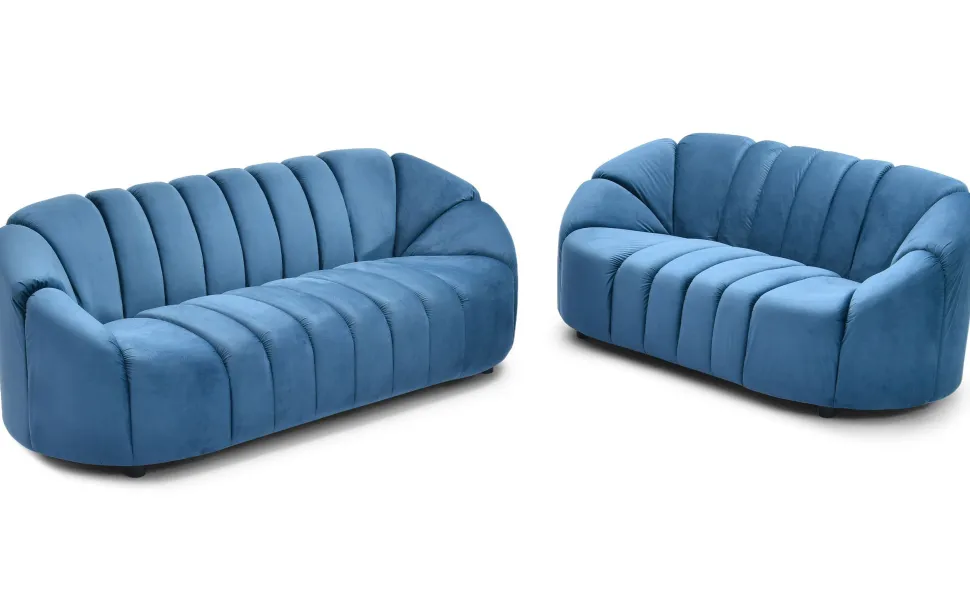 Canapé 2 places design Sidonie Velours Bleu