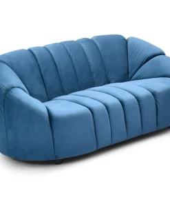 Canapé 2 places design Sidonie Velours Bleu