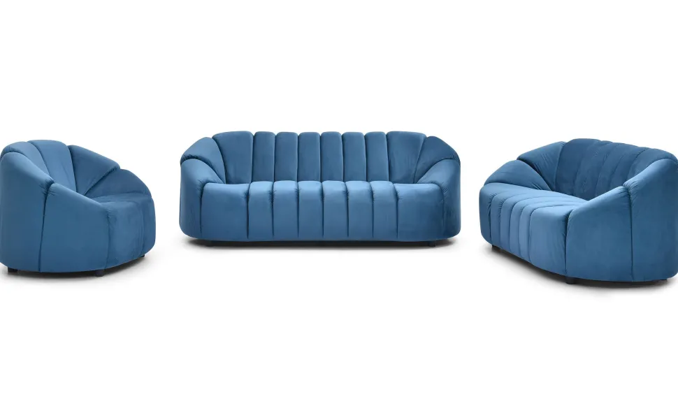Canapé 2 places design Sidonie Velours Bleu