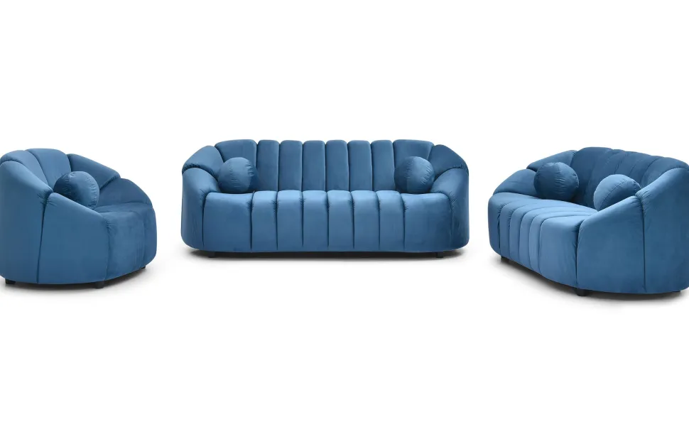 Canapé 2 places design Sidonie Velours Bleu