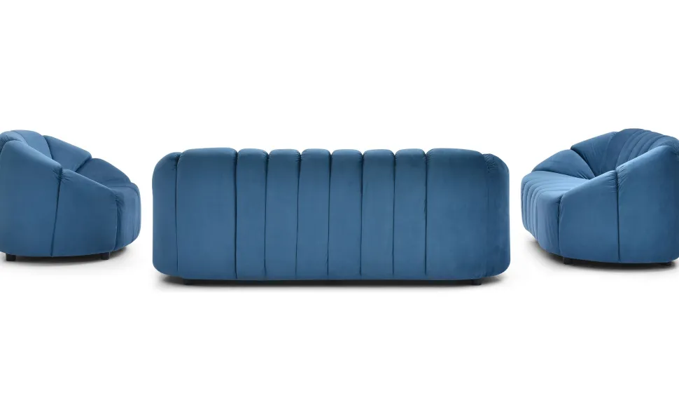Canapé 3 places design Sidonie Velours Bleu