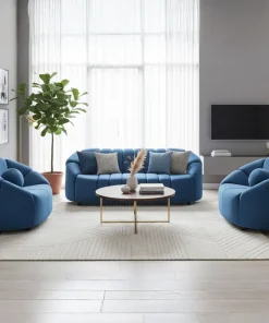 Canapé 3 places design Sidonie Velours Bleu