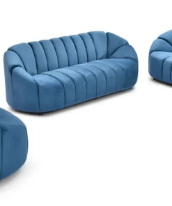 Canapé 3 places design Sidonie Velours Bleu