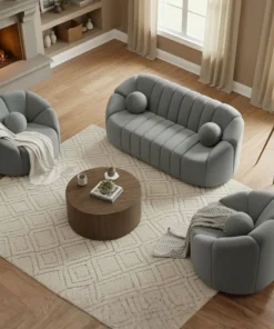 Canapé 3 places design Sidonie Velours Gris