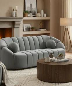 Canapé 3 places design Sidonie Velours Gris