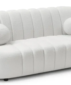 Canapé 3 places design Sidonie Tissu bouclette Blanc