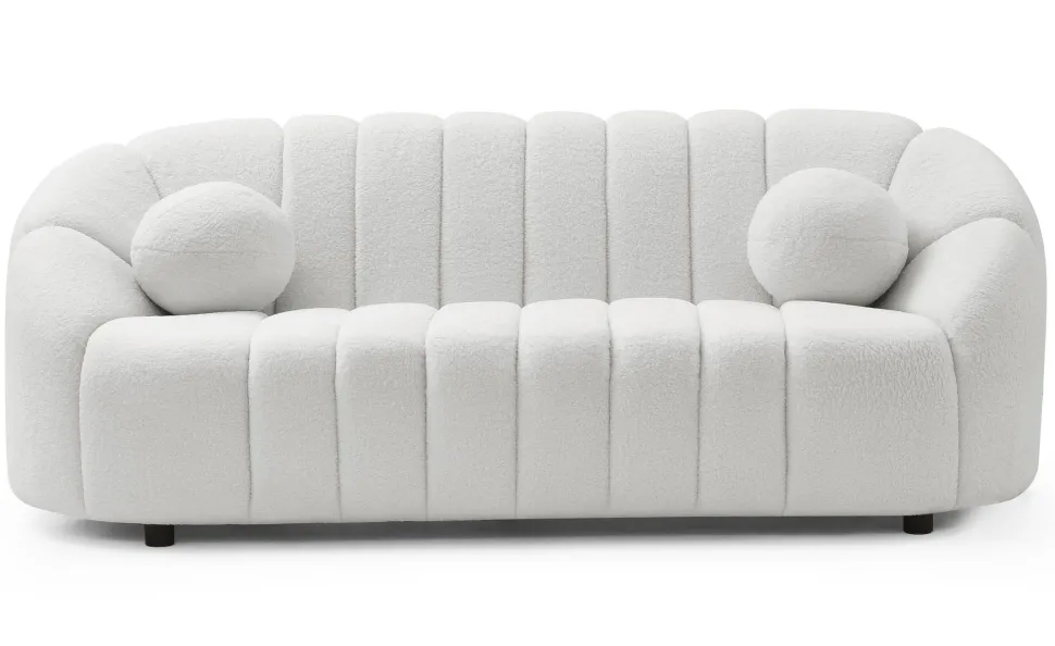 Canapé 3 places design Sidonie Tissu bouclette Blanc