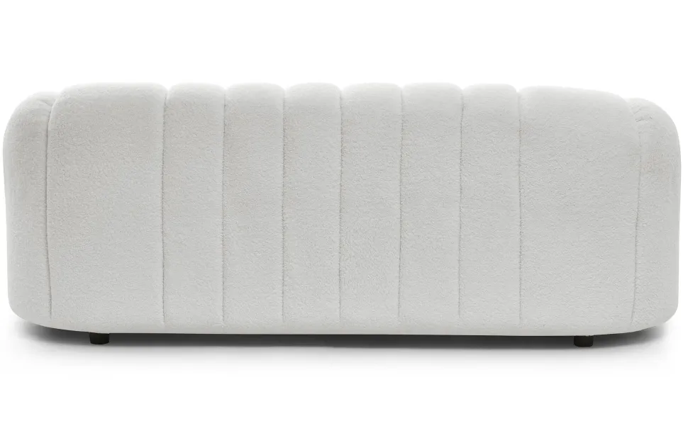 Canapé 3 places design Sidonie Tissu bouclette Blanc