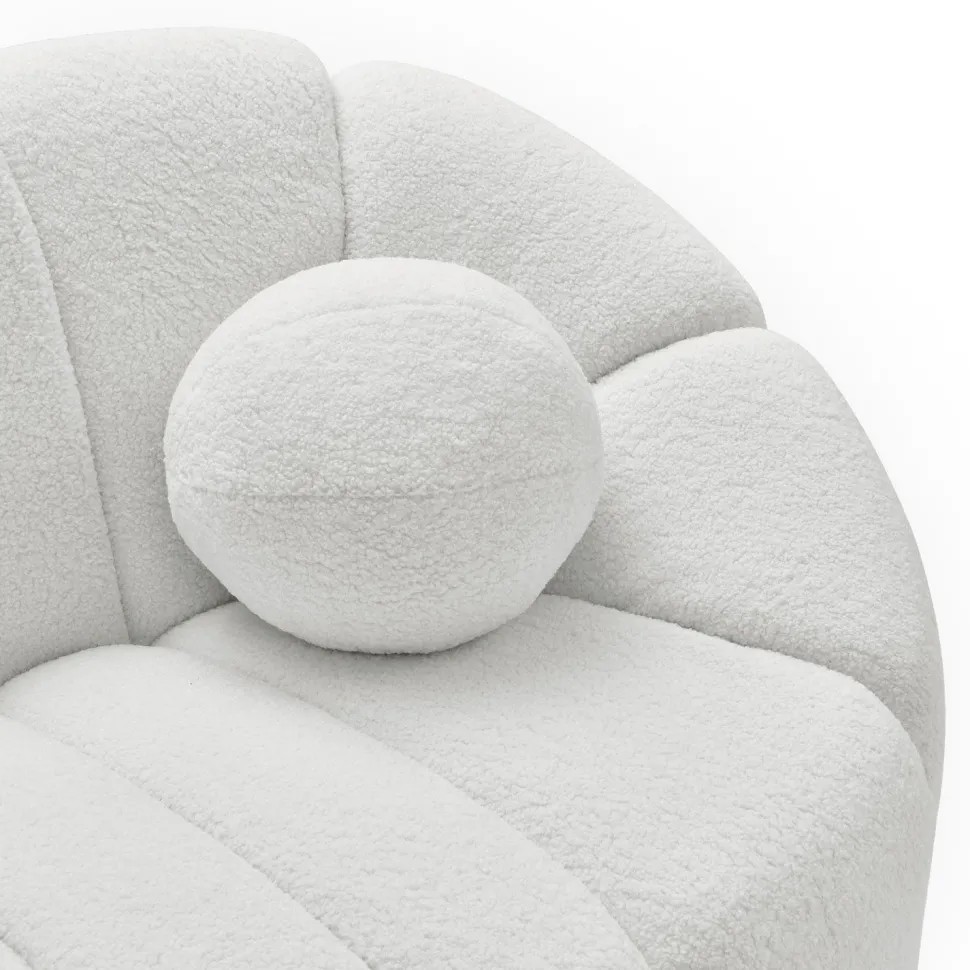 Canapé 3 places design Sidonie Tissu bouclette Blanc
