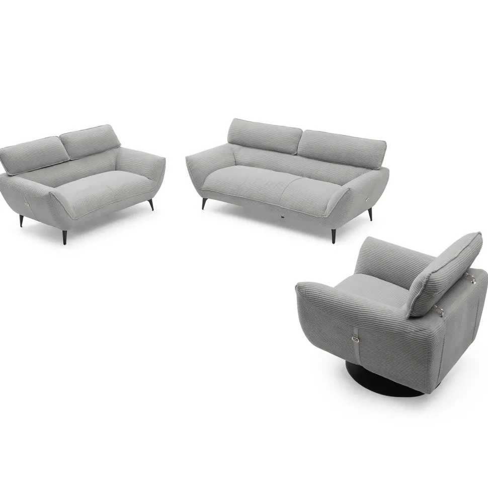 Canapé 2 places moderne avec dossier réglable Ghislain Velours côtelé Gris