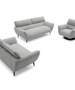 Canapé 3 places moderne avec dossier réglable Ghislain Velours côtelé Gris