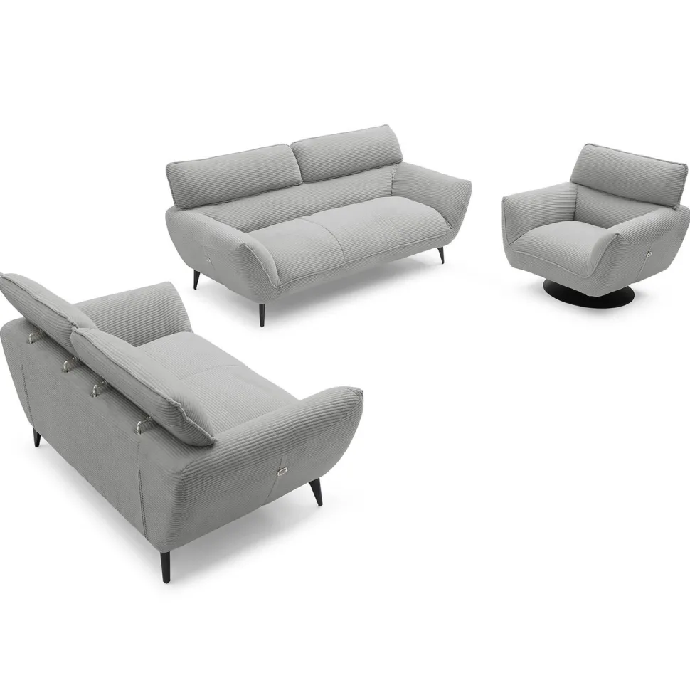 Canapé 3 places moderne avec dossier réglable Ghislain Velours côtelé Gris