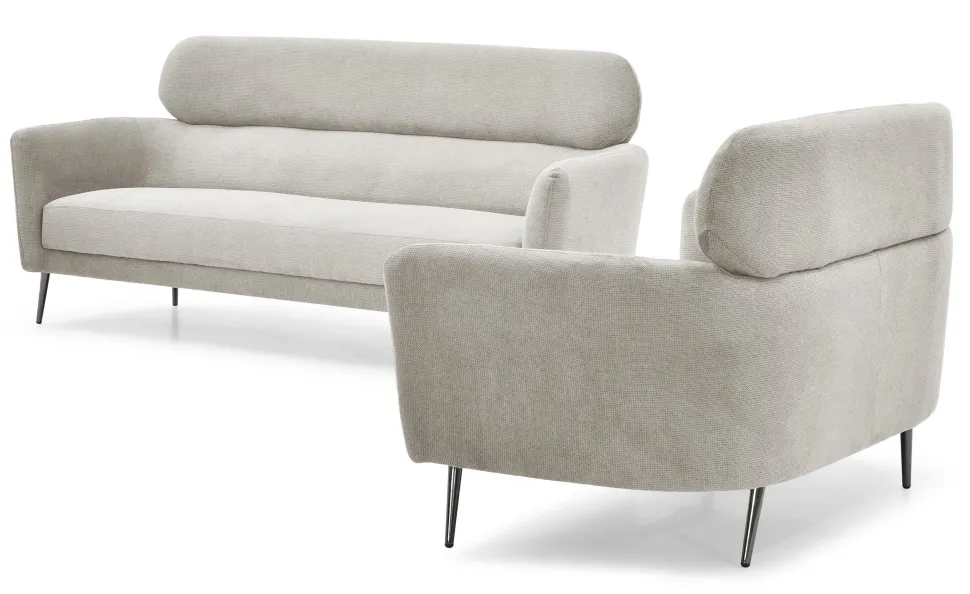 Canapé 3 places moderne avec haut dossier Damigal Tissu doux Beige