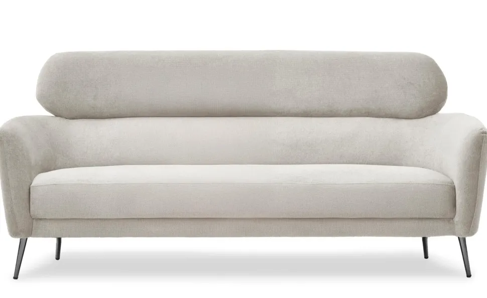 Canapé 3 places moderne avec haut dossier Damigal Tissu doux Beige