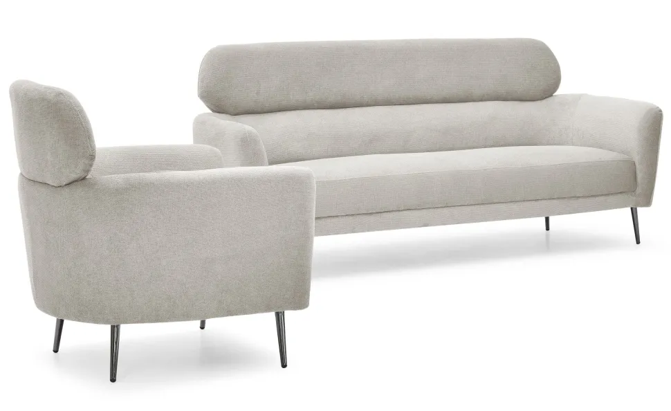 Canapé 3 places moderne avec haut dossier Damigal Tissu doux Beige
