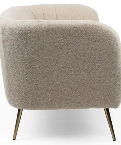 Canapé 2 places moderne Bombaro pieds métal doré et Tissu bouclette Beige