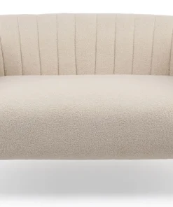 Canapé 2 places moderne Bombaro pieds métal doré et Tissu bouclette Beige