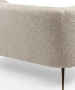 Canapé 2 places moderne Bombaro pieds métal doré et Tissu bouclette Beige