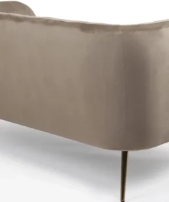 Canapé 2 places moderne Bombaro pieds métal doré et Velours Taupe