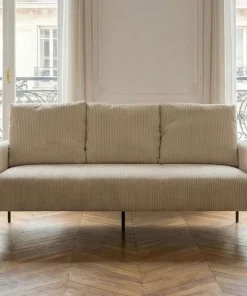 Canapé 3 places moderne et élégant Manuelo Velours côtelé Beige