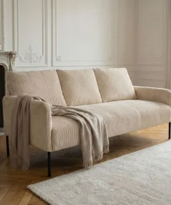 Canapé 3 places moderne et élégant Manuelo Velours côtelé Beige