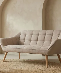 Canapé 2 places Scandinave Zentao Tissu Beige
