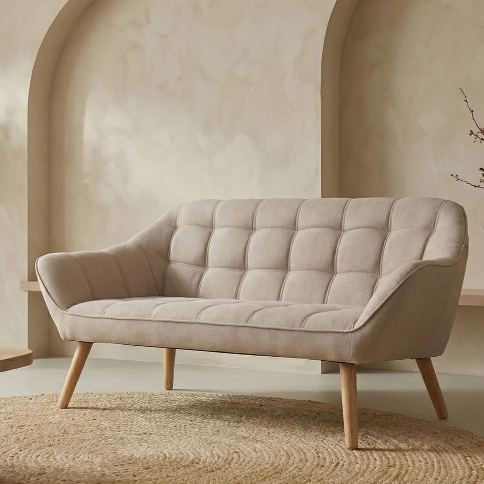 Canapé 2 places Scandinave Zentao Tissu Beige