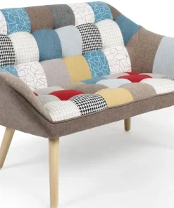 Canapé 2 places Scandinave Zentao effet patchwork Tissu Multicolore
