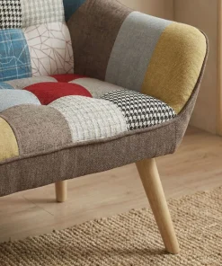 Canapé 2 places Scandinave Zentao effet patchwork Tissu Multicolore