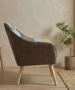 Canapé 2 places Scandinave Zentao effet patchwork Tissu Multicolore