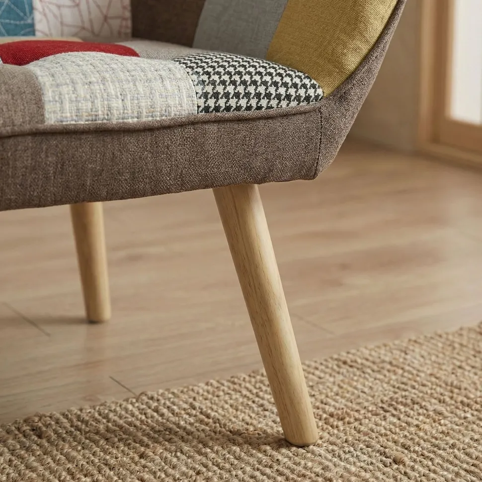 Canapé 2 places Scandinave Zentao effet patchwork Tissu Multicolore