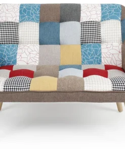 Canapé 2 places Scandinave Zentao effet patchwork Tissu Multicolore