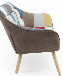Canapé 2 places Scandinave Zentao effet patchwork Tissu Multicolore