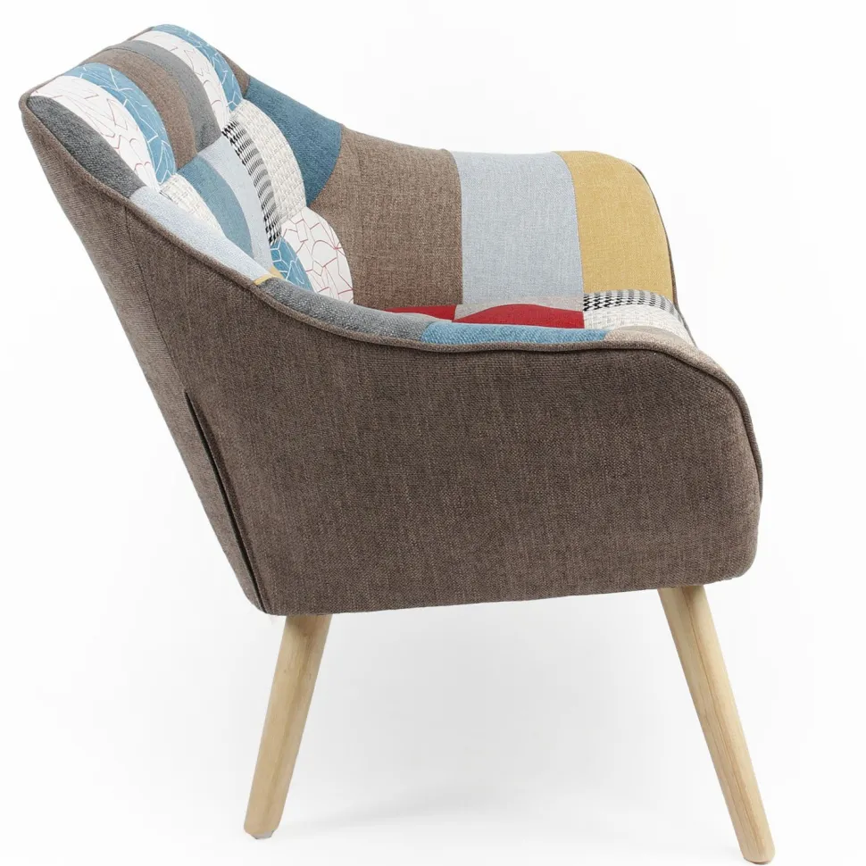Canapé 2 places Scandinave Zentao effet patchwork Tissu Multicolore