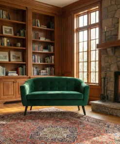 Canapé 2 places scandinave Savoy Velours Vert