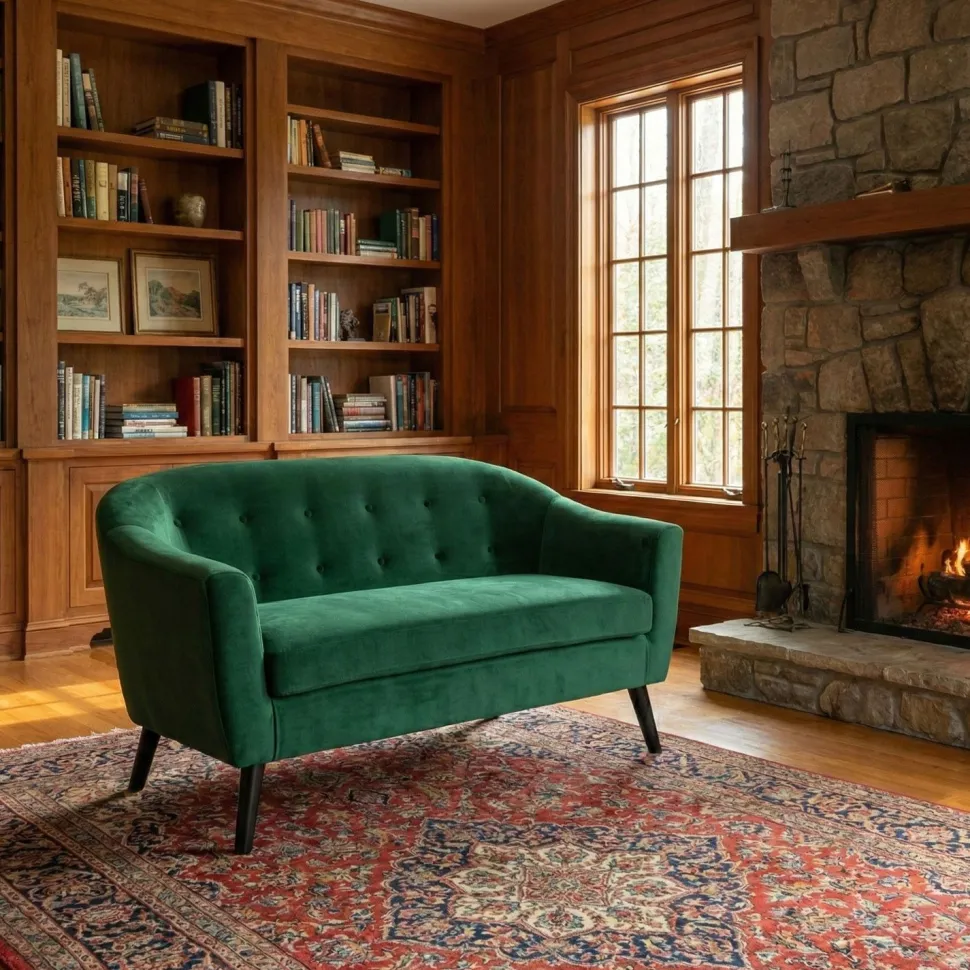 Canapé 2 places scandinave Savoy Velours Vert