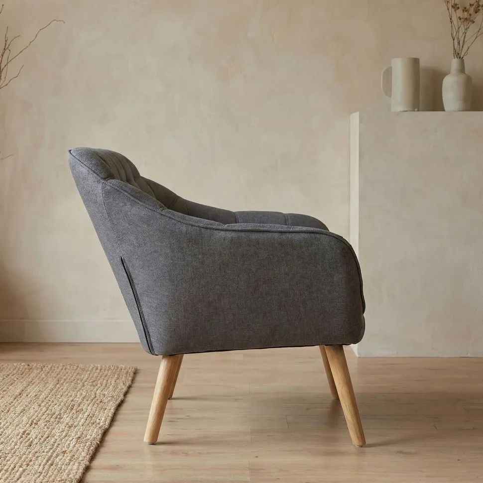 Canapé 3 places Scandinave Zentao Tissu Gris Clair