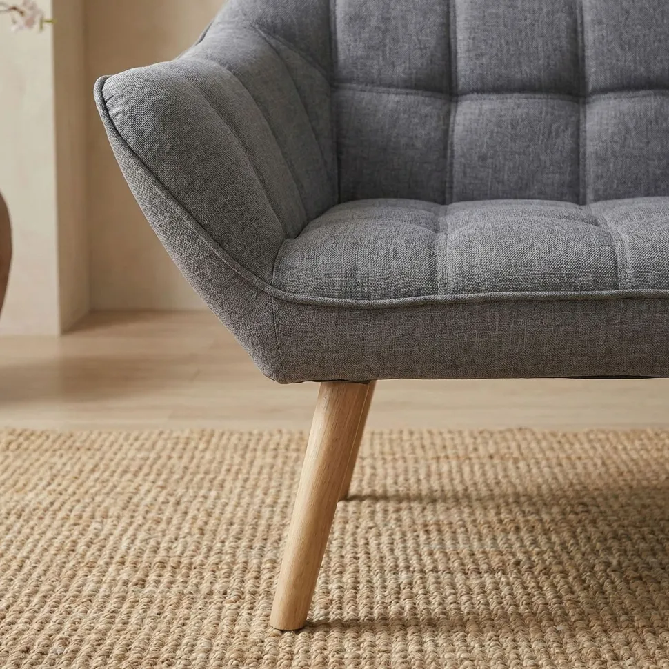 Canapé 2 places Scandinave Zentao Tissu Gris Clair
