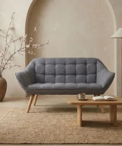 Canapé 2 places Scandinave Zentao Tissu Gris Clair