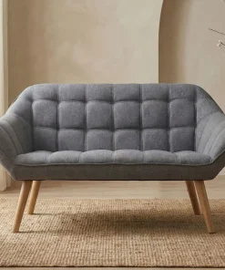 Canapé 2 places Scandinave Zentao Tissu Gris Clair