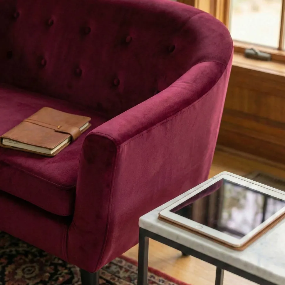 Canapé 2 places scandinaves Savoy Velours Bordeaux